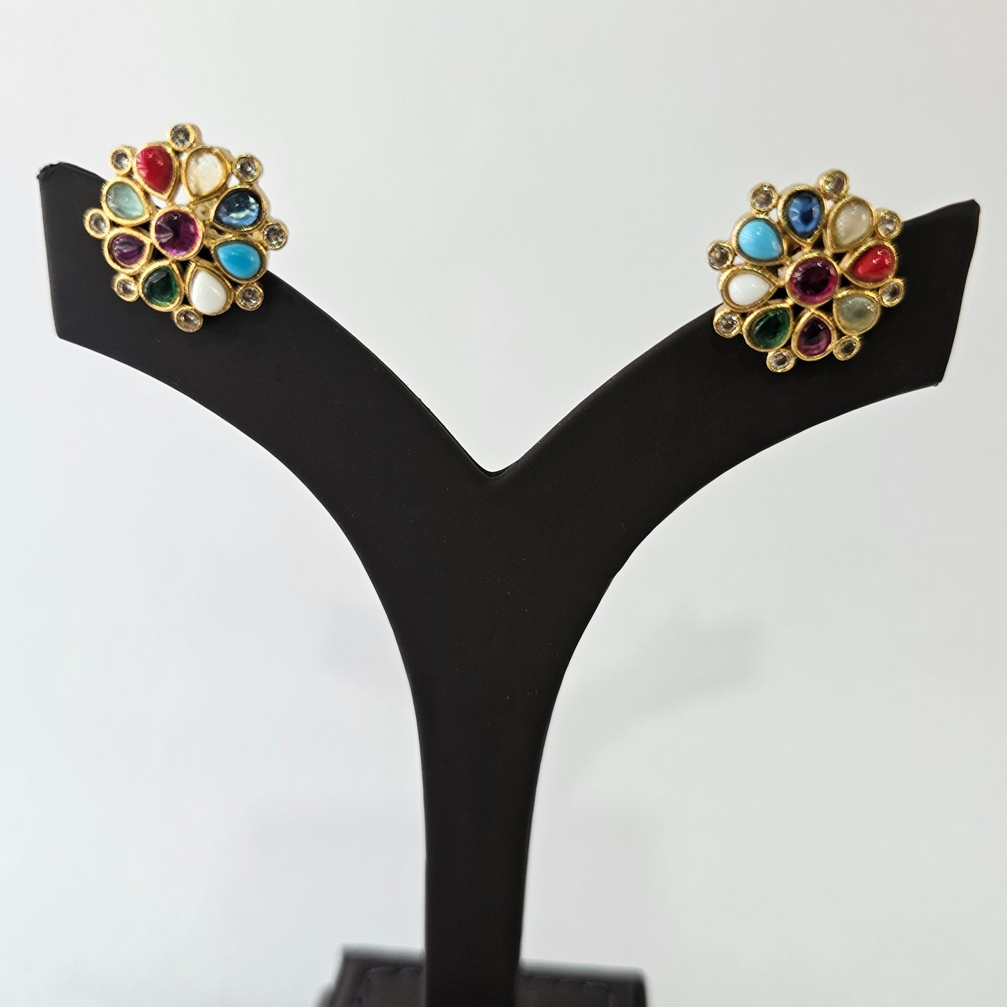 Angel Glitterz – Navratna Inspired Multi-Stone Short Necklace Set (AG8133)