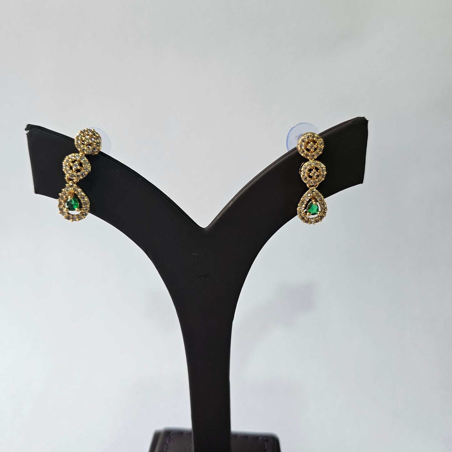 Angel Glitterz – White & Green AD Stone Accent Short Necklace Set (AG8139)