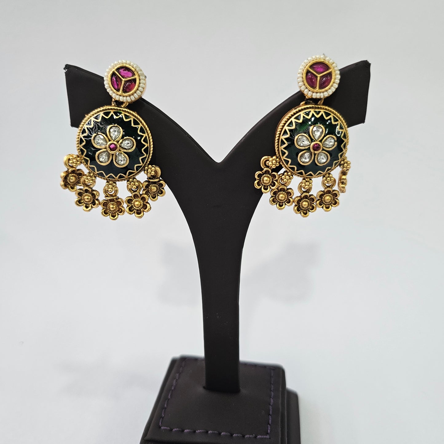 Angel Glitterz – Rajwadi Polish Ruby & Green Stone Very Long Necklace Set (AG8141)