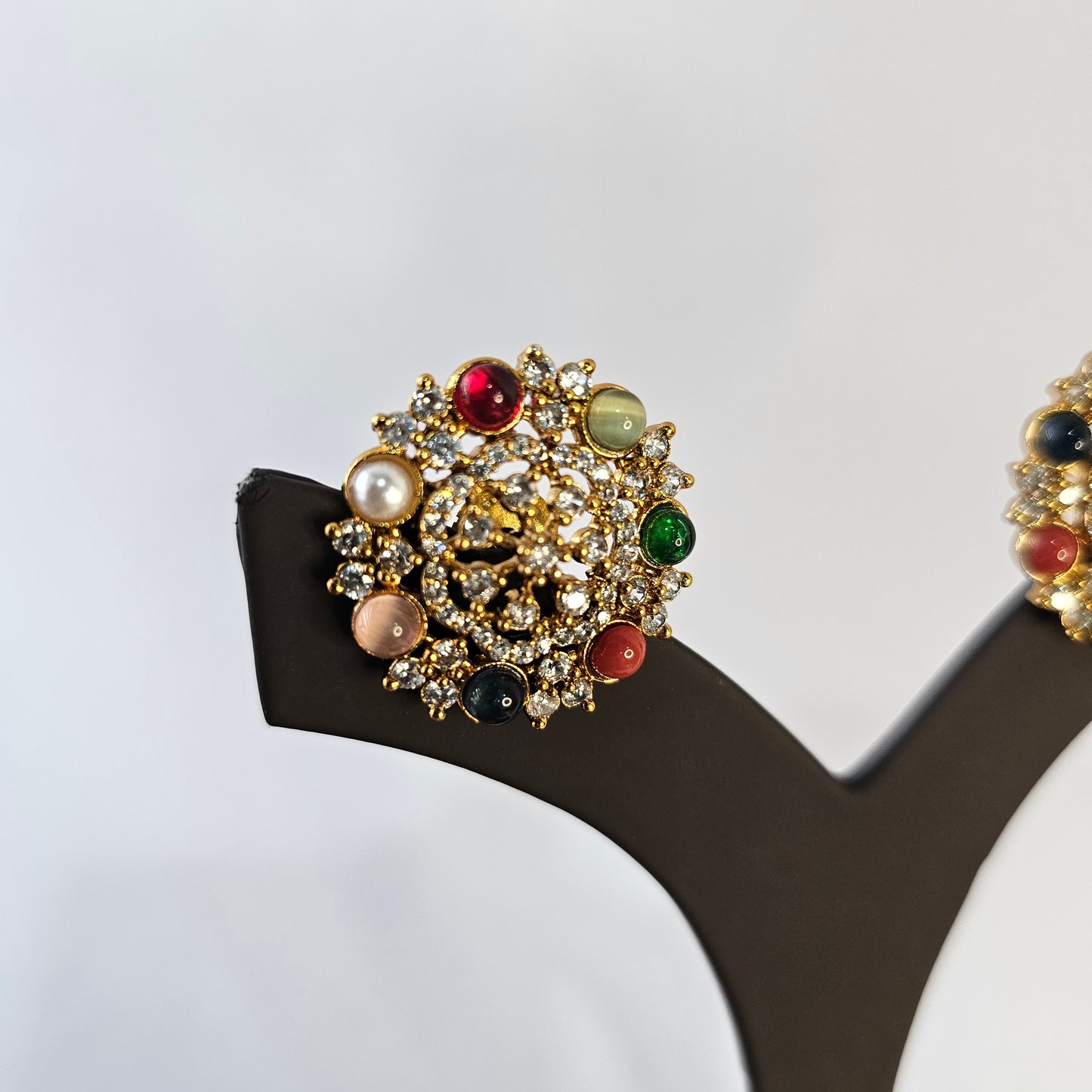 Angel Glitterz – Navaratna-Inspired Statement Stud Earrings (AG8191)
