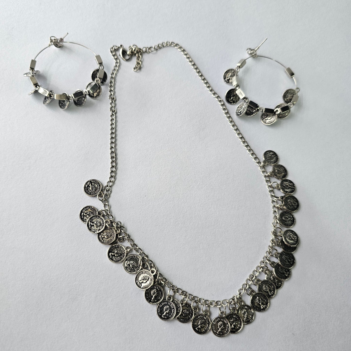 Angel Glitterz – Oxidised Vintage Coin Style Short Necklace Set (AG8137)