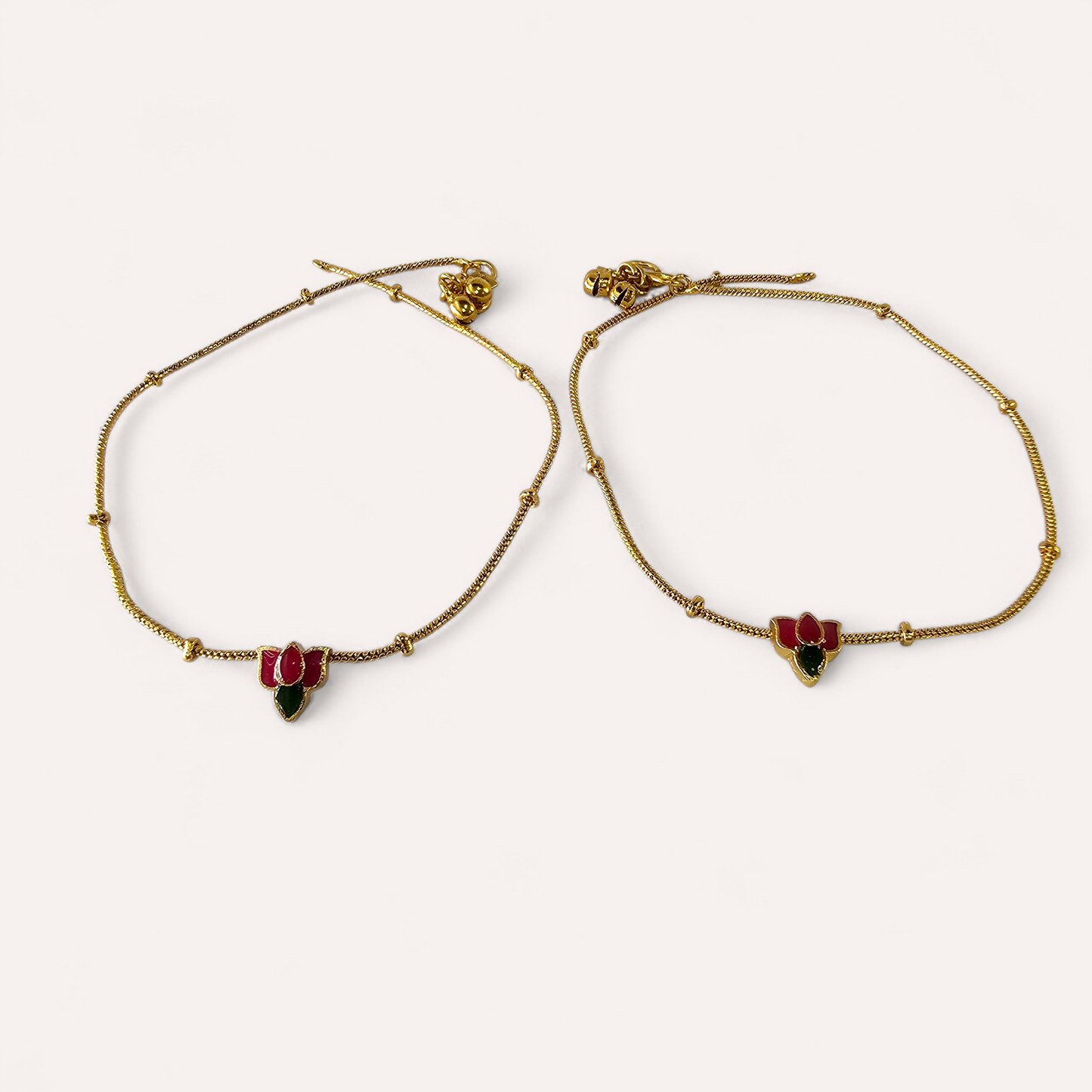 Angel Glitterz – Matt Finish Lotus Motif Anklets (AG8083)