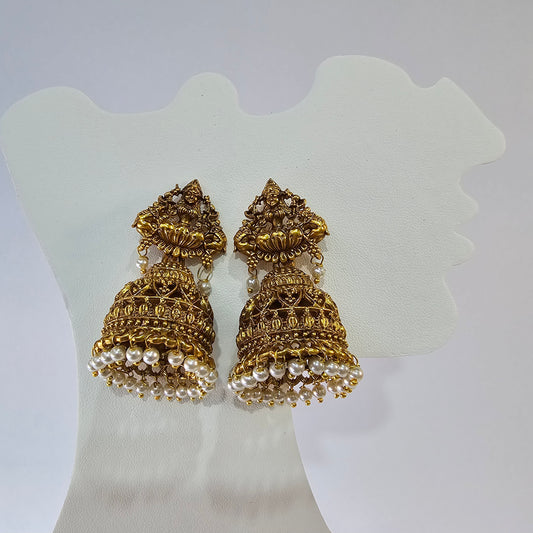 Angel Glitterz – Antique Matt Temple Jhumka Earrings (AG8084)