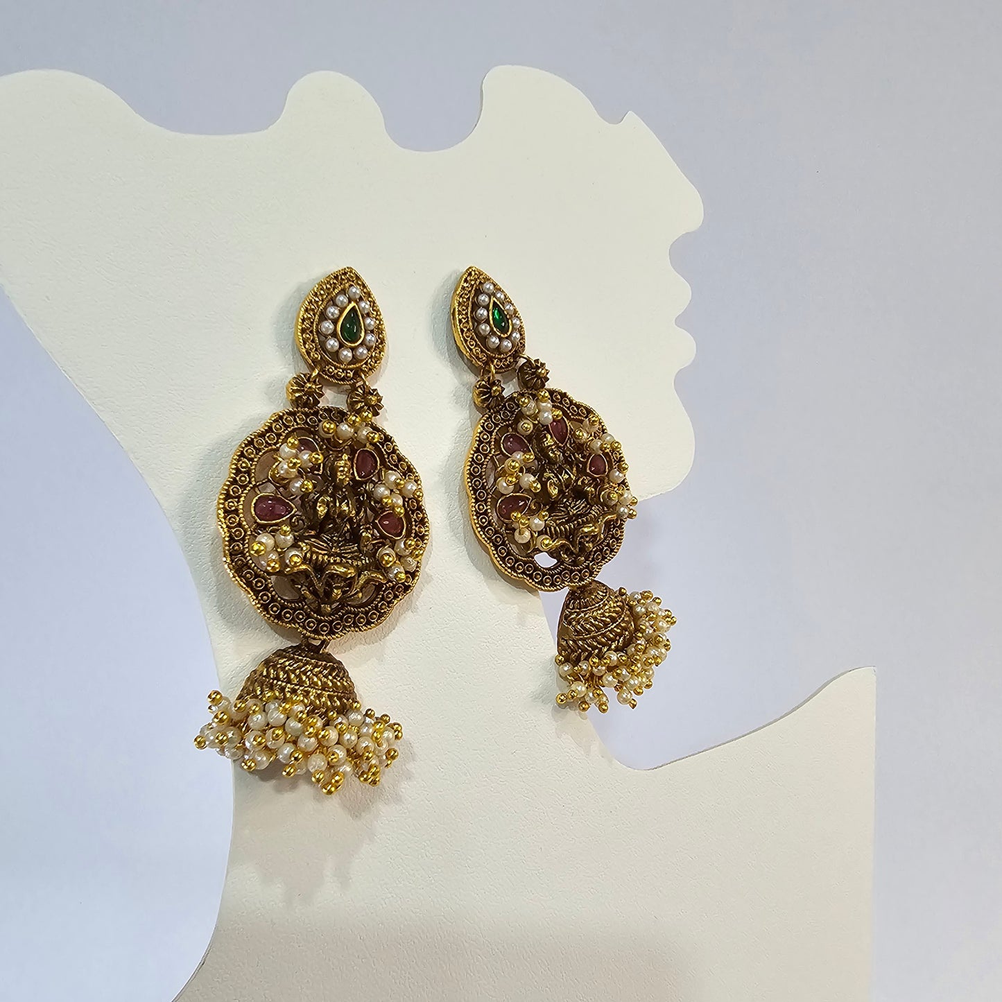 Angel Glitterz – Antique Matt Temple Half Jhumka Earrings (AG8085)