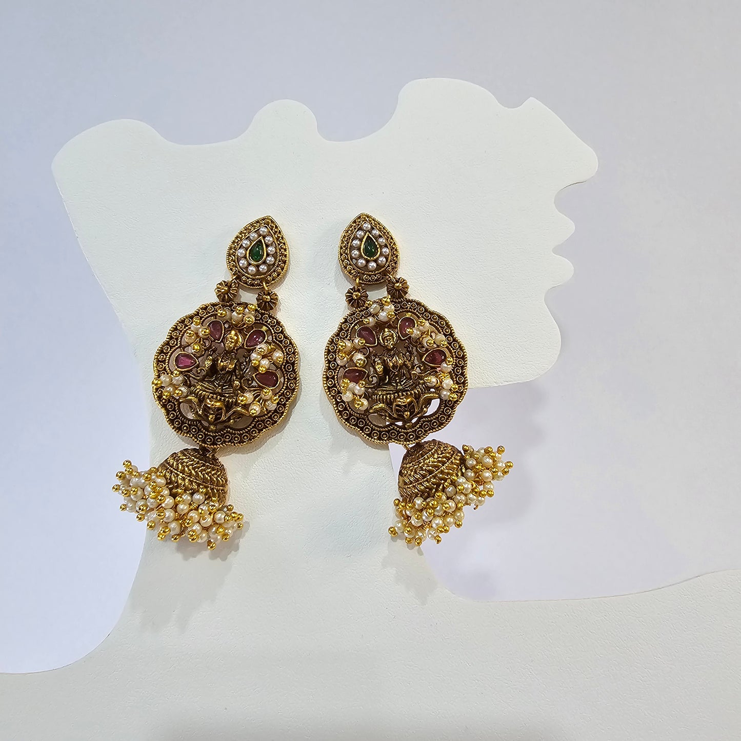 Angel Glitterz – Antique Matt Temple Half Jhumka Earrings (AG8085)