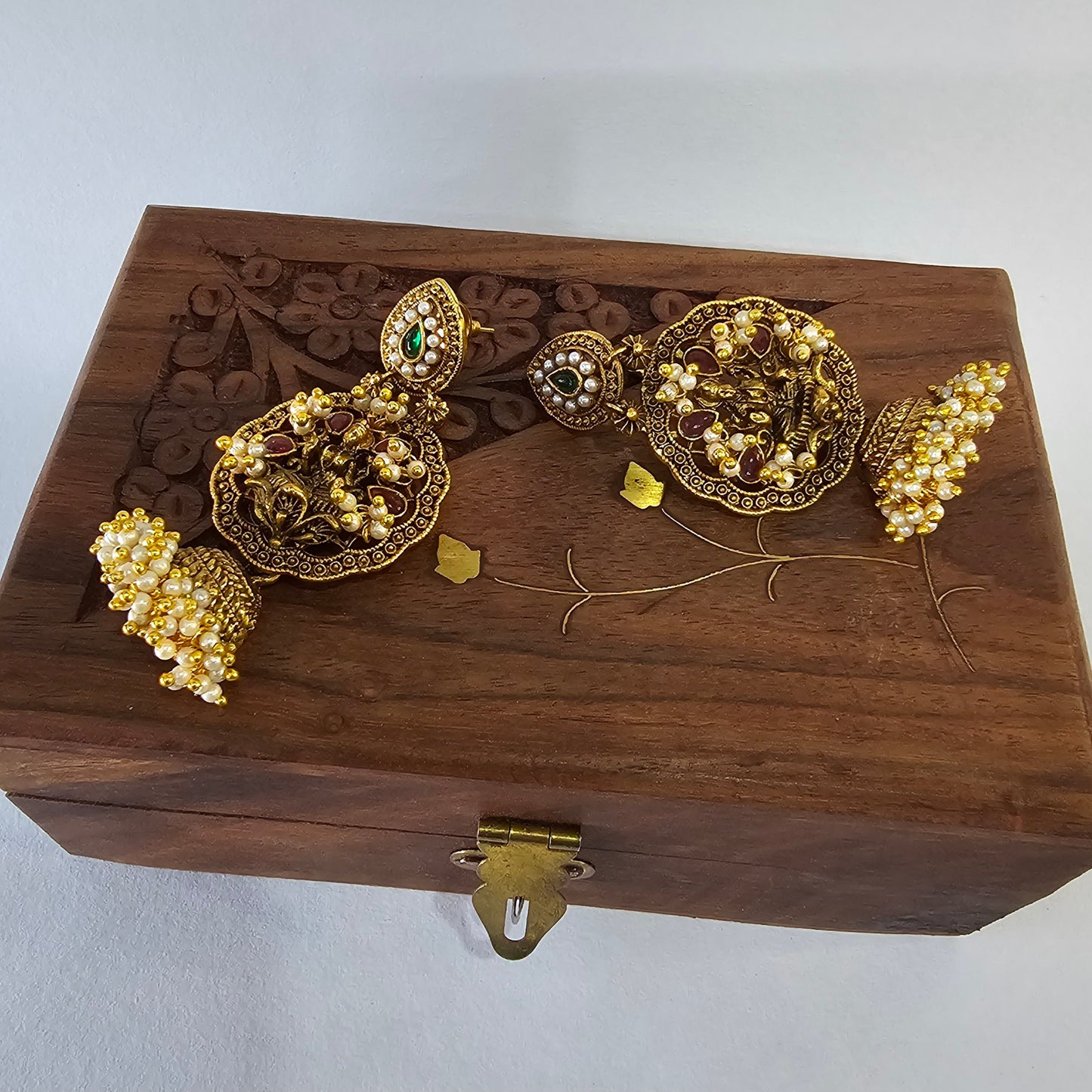 Angel Glitterz – Antique Matt Temple Half Jhumka Earrings (AG8085)