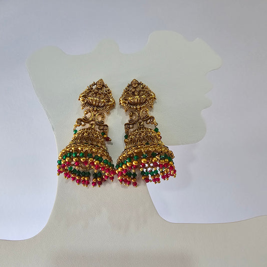 Angel Glitterz – Antique Matt Temple Jhumka Earrings (AG8086)
