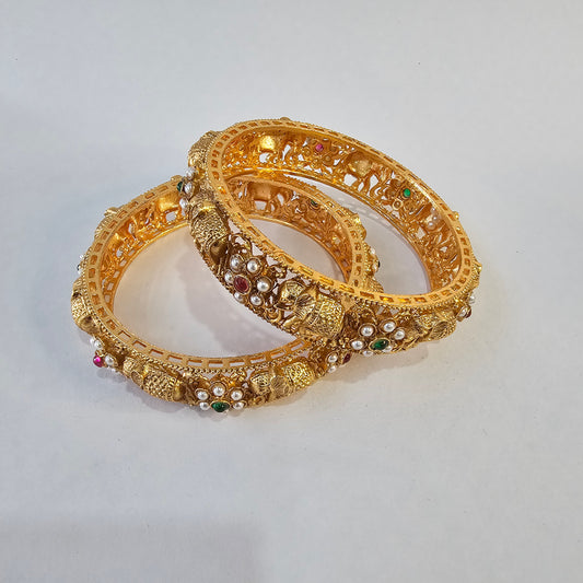 Angel Glitterz – Temple Elephant Motif Gold-Toned Bangle-Single Bangle  (AG8089)