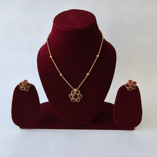 Angel Glitterz – Floral Kemp Pendant Necklace Set (AG8094)