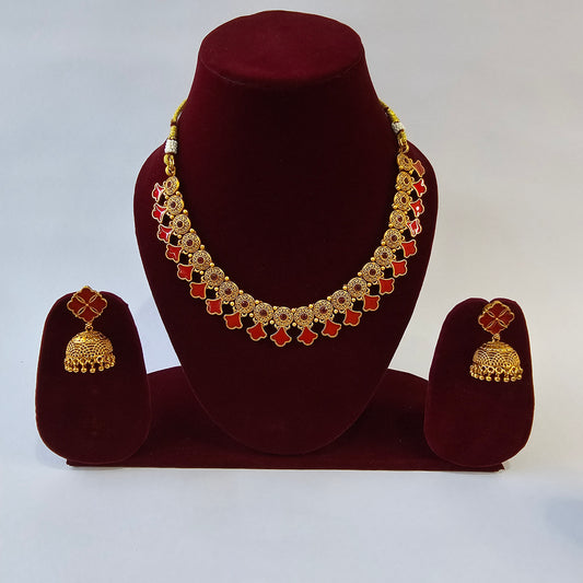 Angel Glitterz – Palakka-Inspired Floral Stone Temple Necklace Set (AG8095)