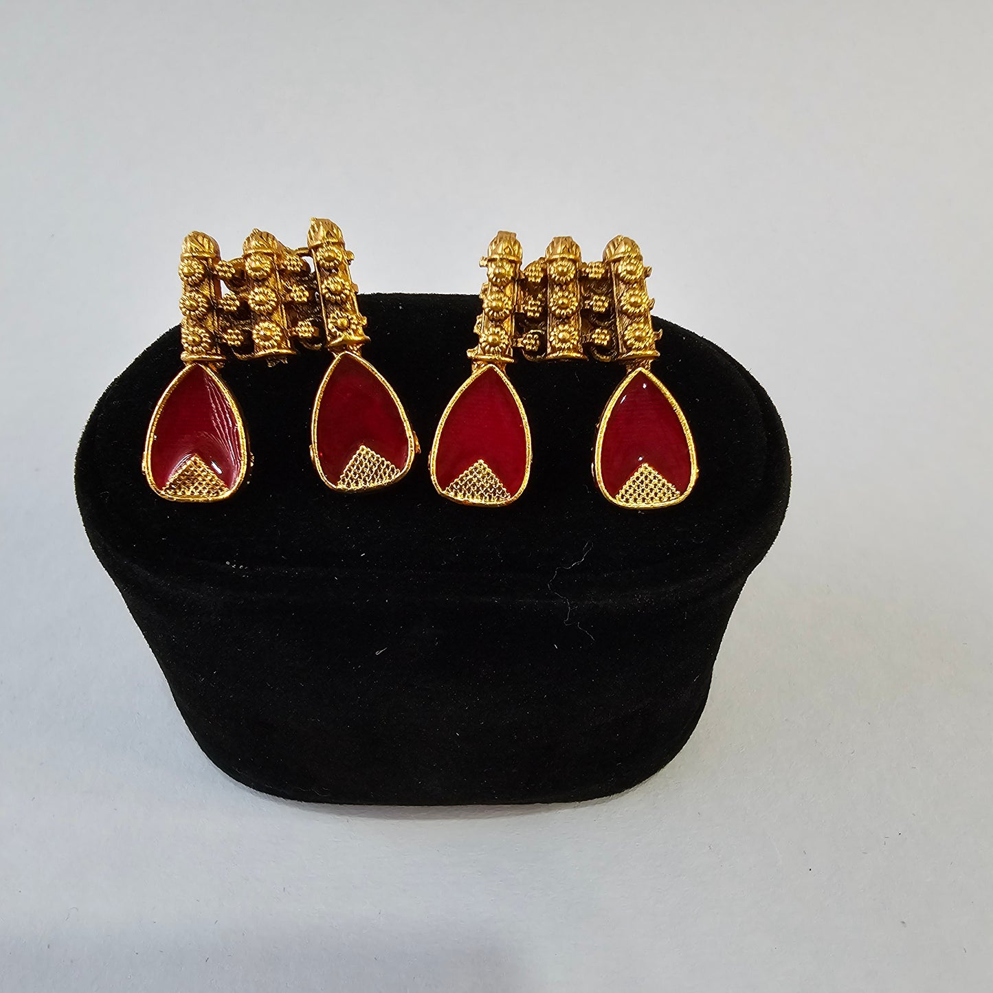 Angel Glitterz – Red Drop Motif Statement Necklace Set (AG8098)