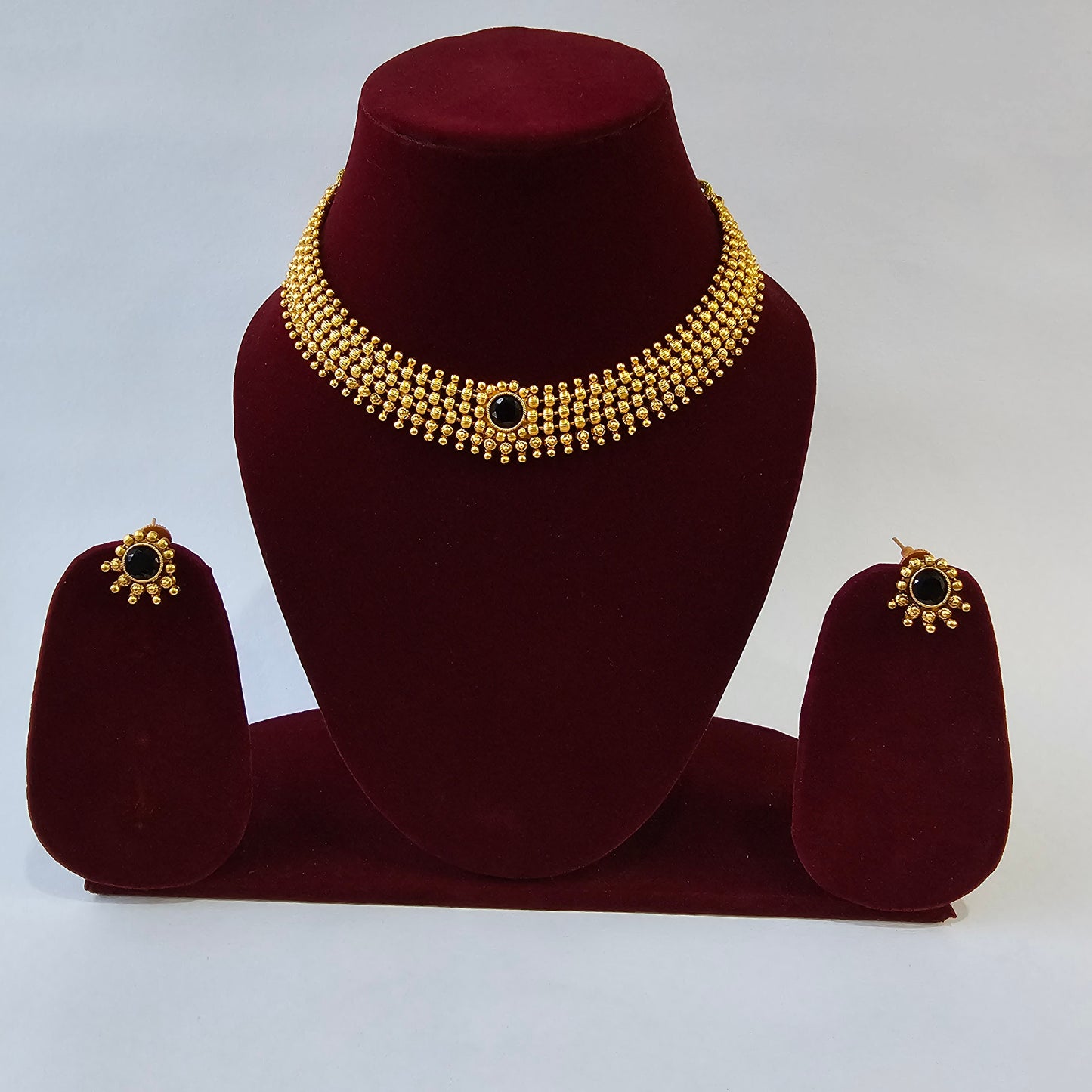 Angel Glitterz – Stone Accent Gold-Toned Choker Necklace Set (AG8100)