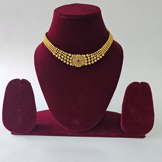 Angel Glitterz – Stone Accent Gold-Toned Choker Necklace Set (AG8101)
