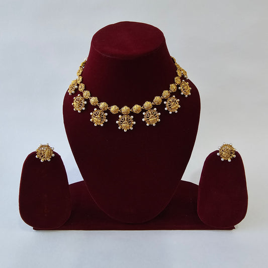Angel Glitterz – Medallion Motif Temple Style Necklace Set (AG8103)