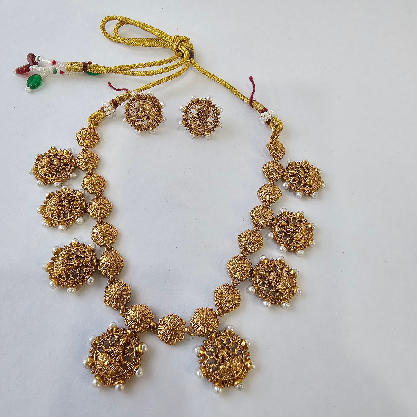 Angel Glitterz – Medallion Motif Temple Style Necklace Set (AG8103)