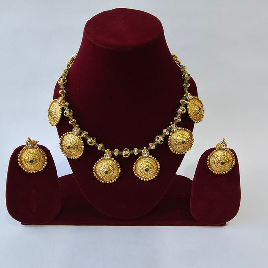 Angel Glitterz – Medallion Motif Stone Necklace Set (AG8105)