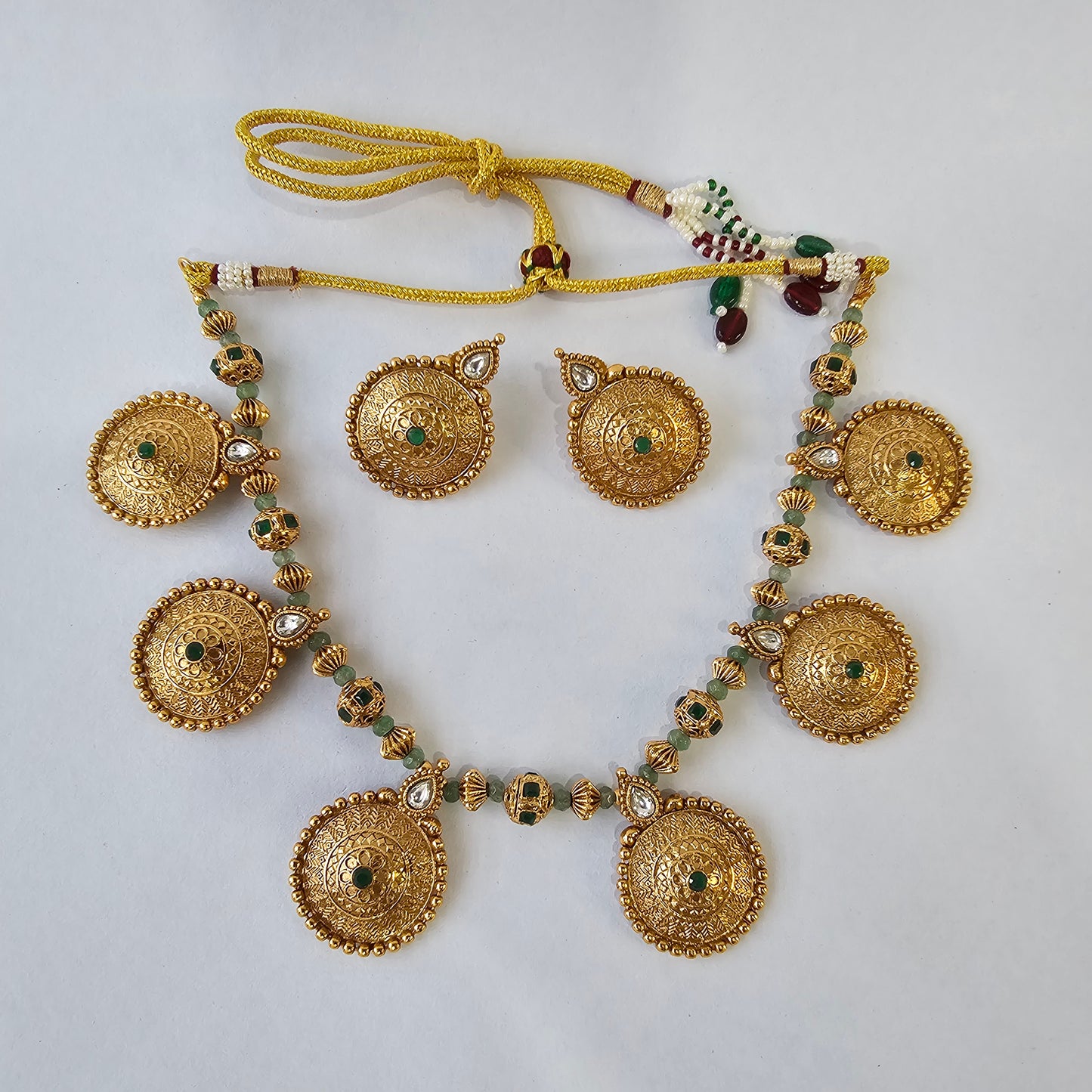 Angel Glitterz – Medallion Motif Stone Necklace Set (AG8105)