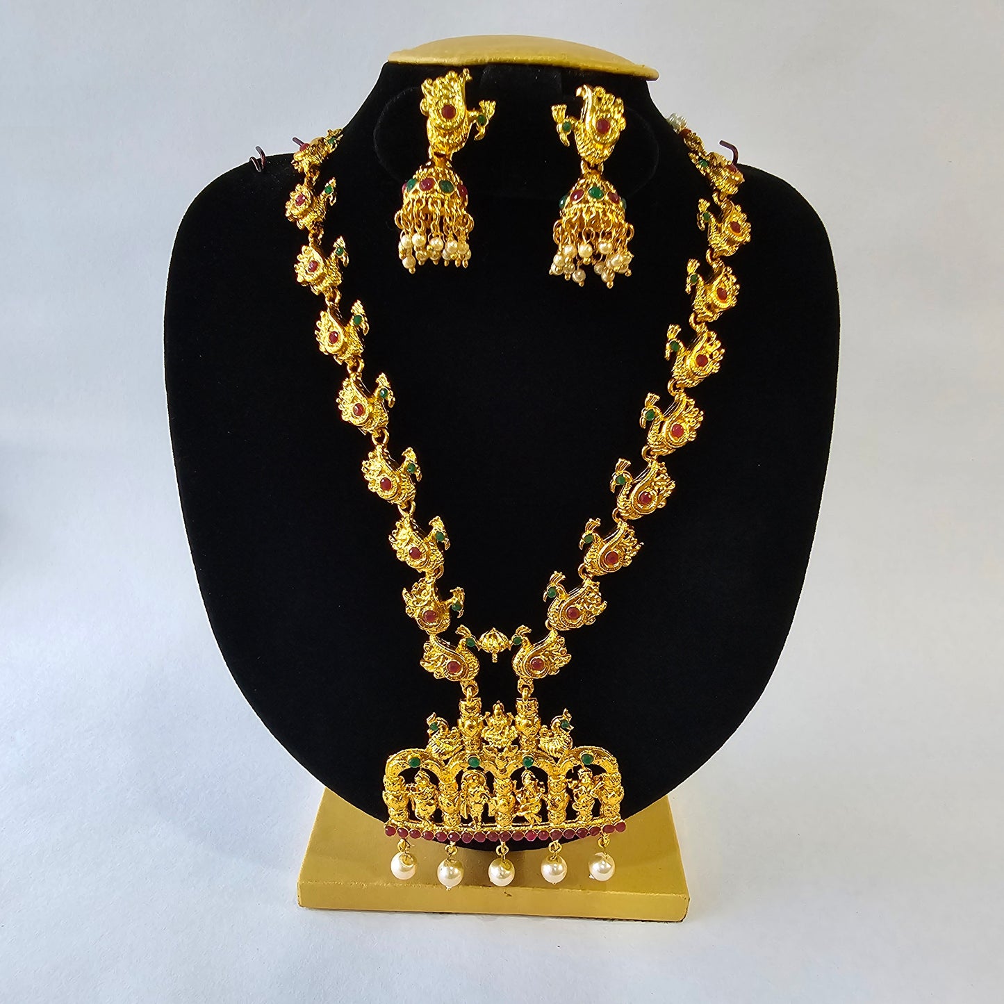Angel Glitterz – Temple Medallion Gold-Toned Long Necklace Set (AG8109)