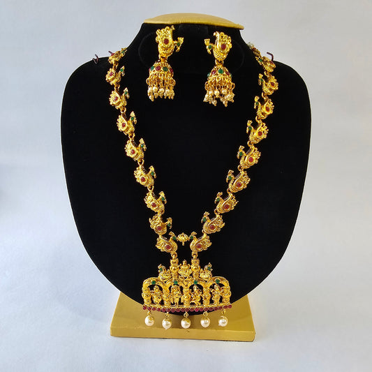 Angel Glitterz – Temple Medallion Gold-Toned Long Necklace Set (AG8109)