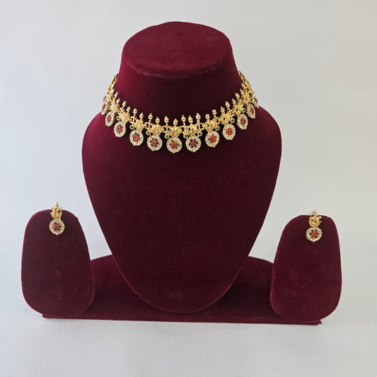 Angel Glitterz – Medallion Drop Short Necklace Set (AG8114)
