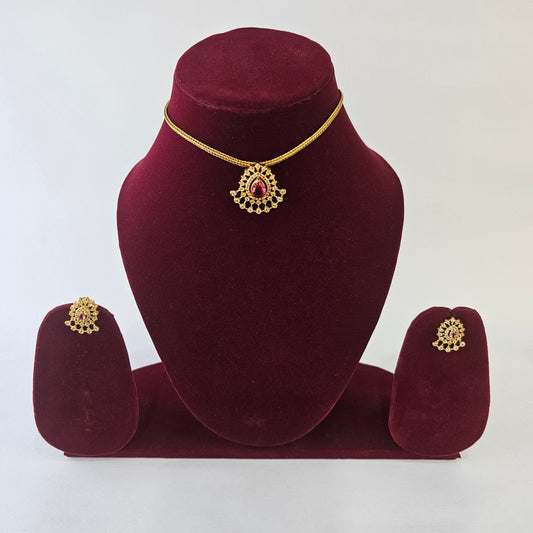 Angel Glitterz – AD Stone Attagai  Short Necklace Set (AG8117)