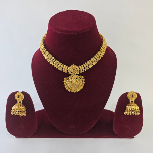 Angel Glitterz – Temple Style Medallion Short Necklace Set (AG8120)