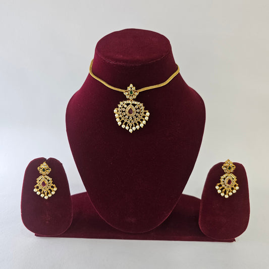 Angel Glitterz – AD Stone Attigai Necklace Set (AG8122)