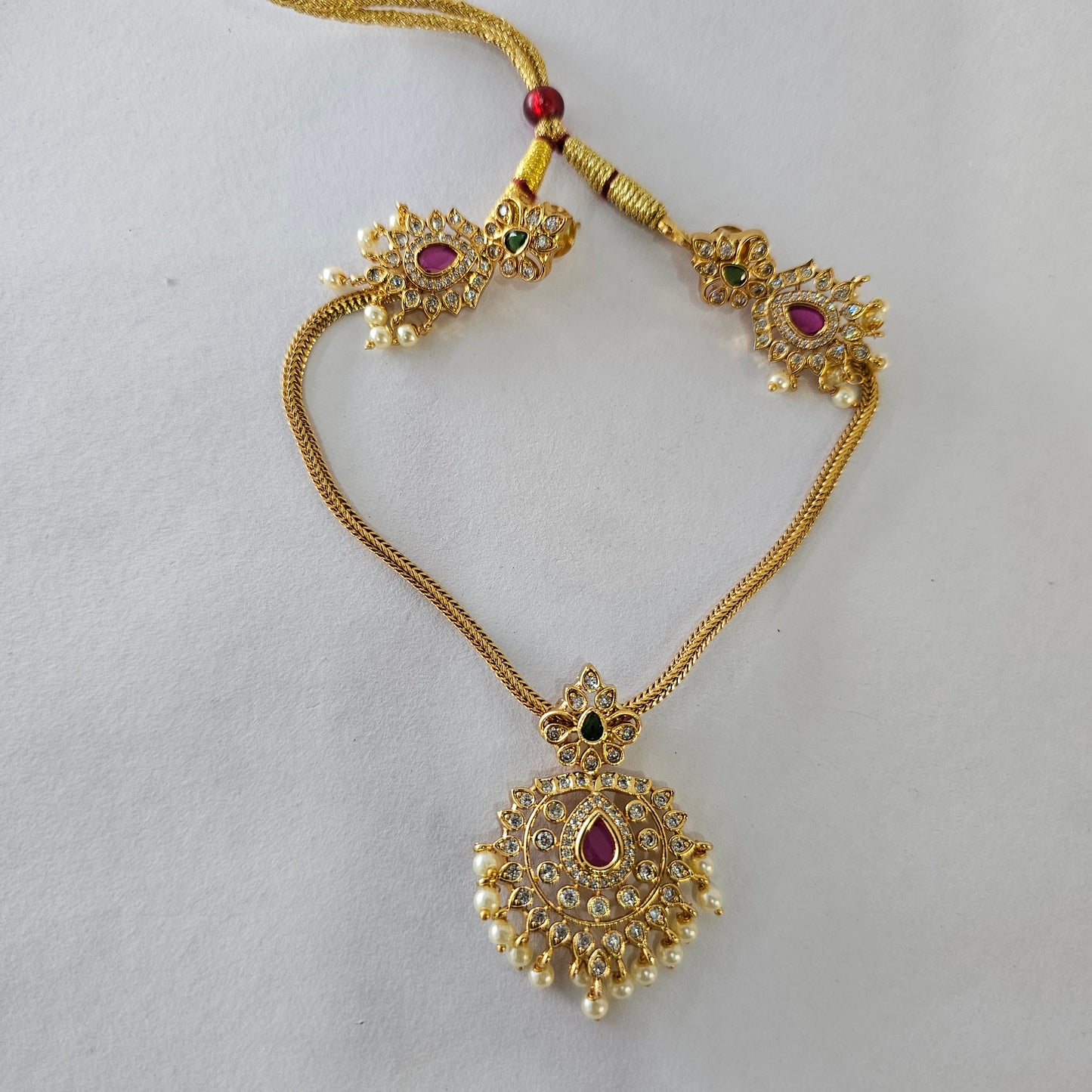 Angel Glitterz – AD Stone Attigai Necklace Set (AG8122)