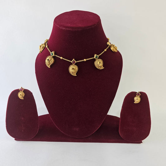 Angel Glitterz – Mango Motif Matt Finish Short Necklace Set (AG8123)