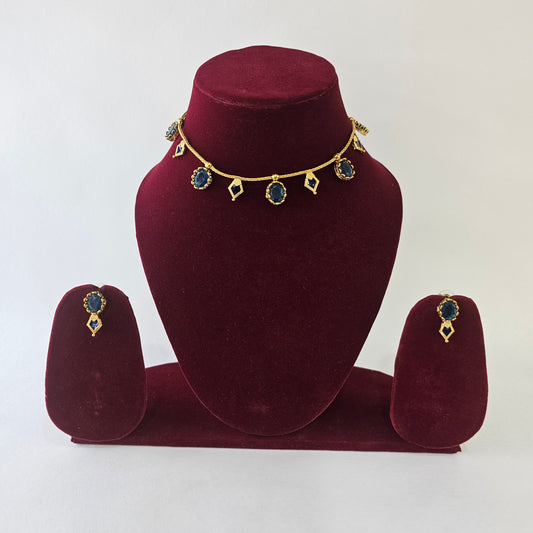 Angel Glitterz – Stone Medallion Short Necklace Set (AG8124)