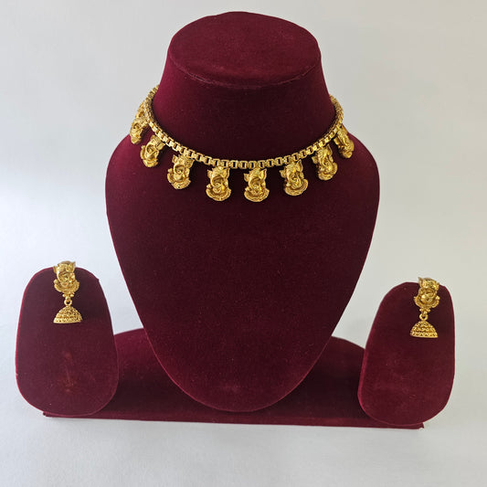 Angel Glitterz – Ganesha Motif Short Necklace Set (AG8125)