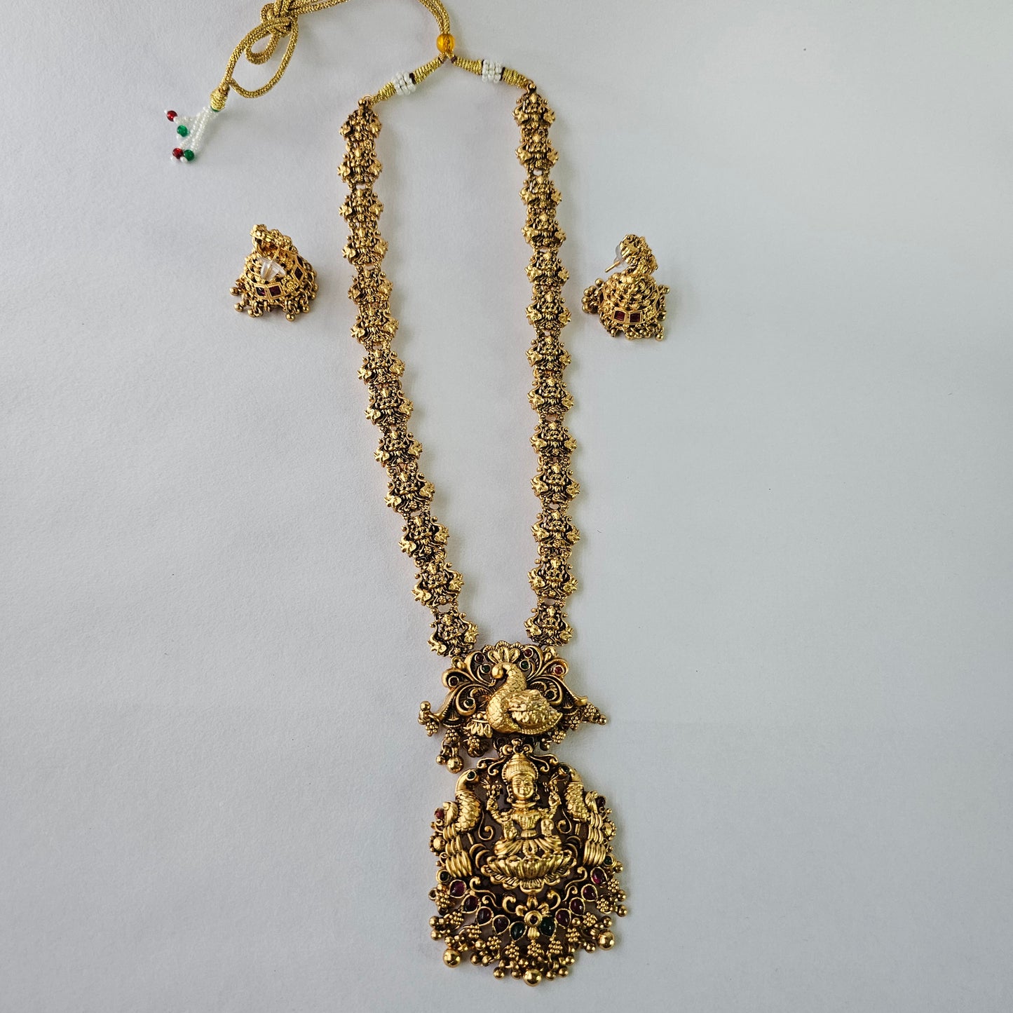 Angel Glitterz – Peacock Motif Temple Style Long Necklace Set (AG8126)