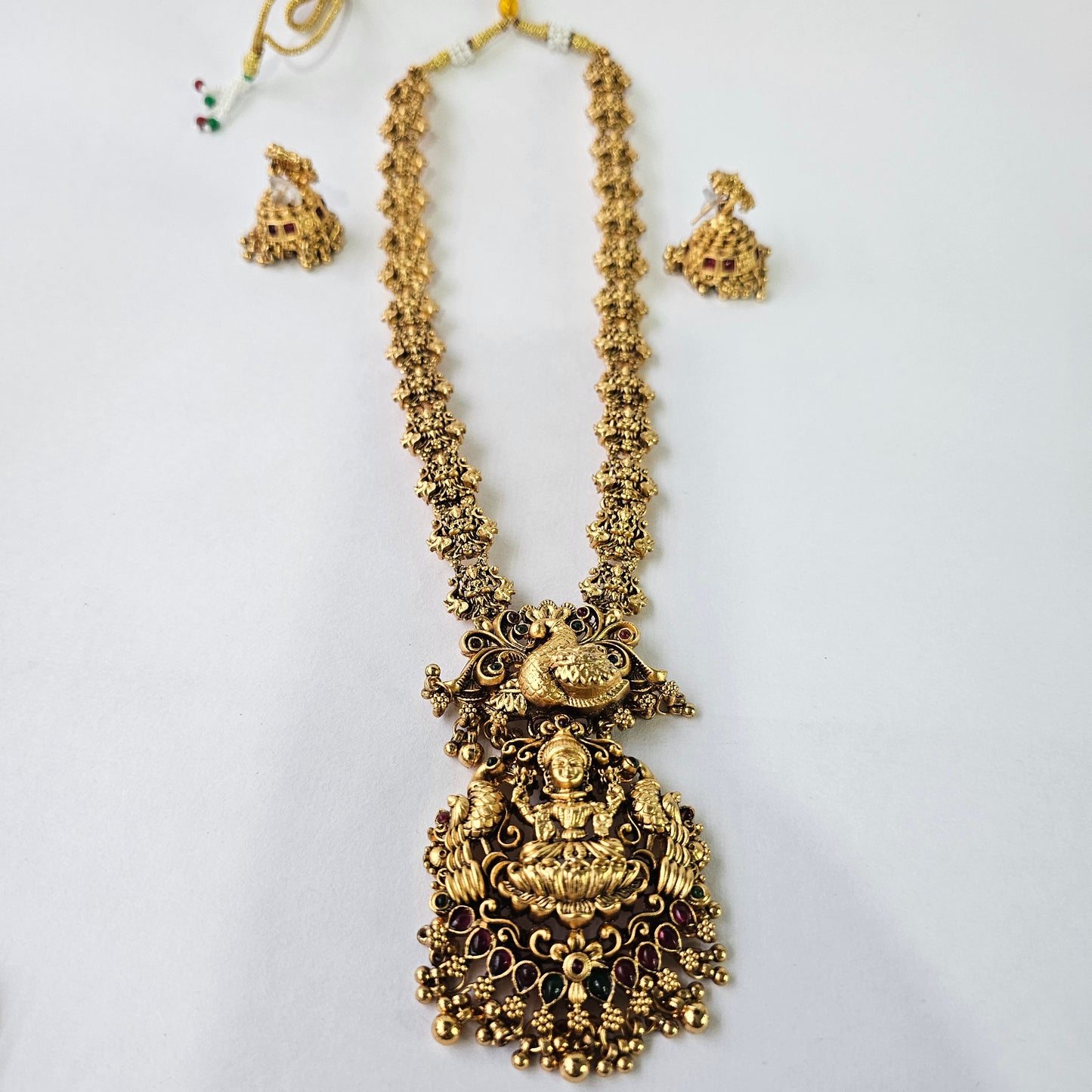 Angel Glitterz – Peacock Motif Temple Style Long Necklace Set (AG8126)