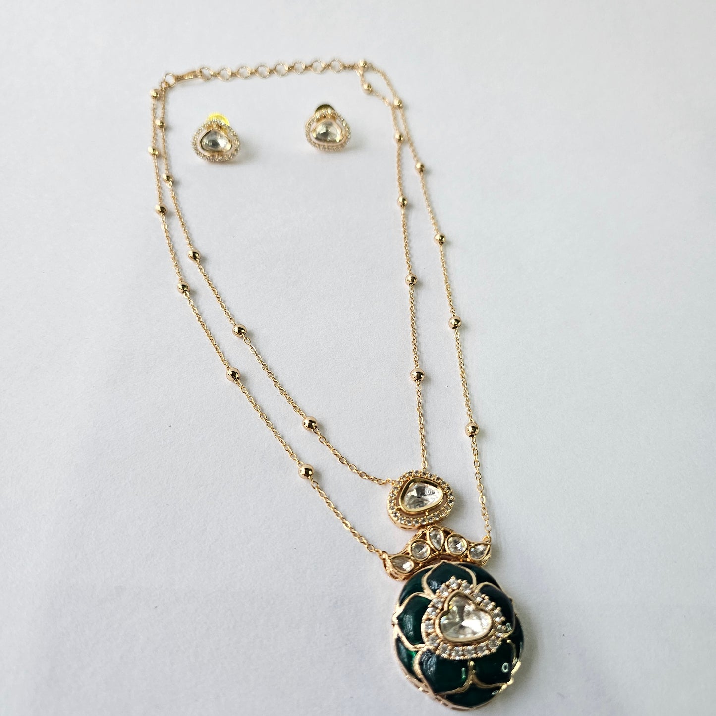 Angel Glitterz – Polki Style Jadau Meenakari Mid-Length Necklace Set (AG8140)