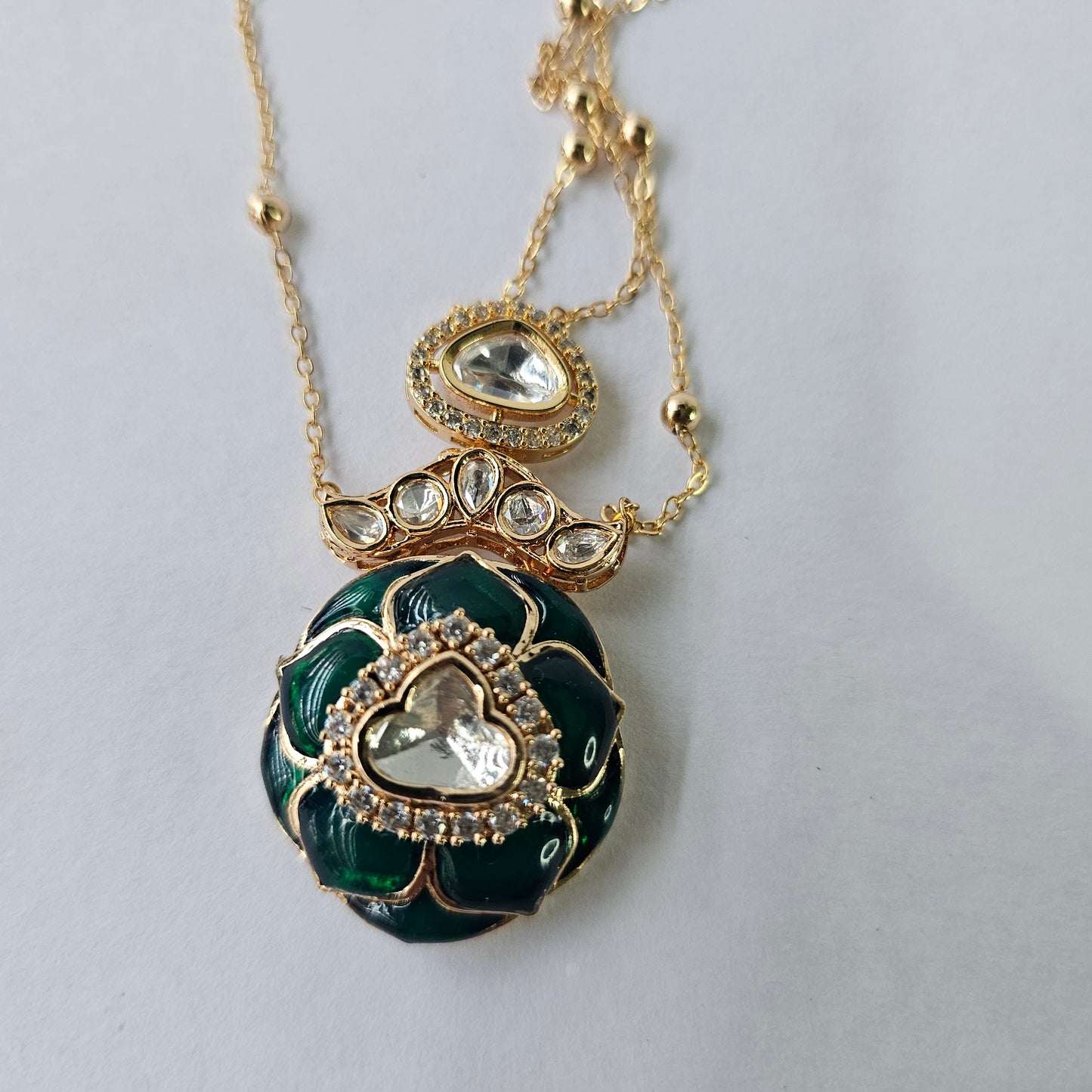 Angel Glitterz – Polki Style Jadau Meenakari Mid-Length Necklace Set (AG8140)