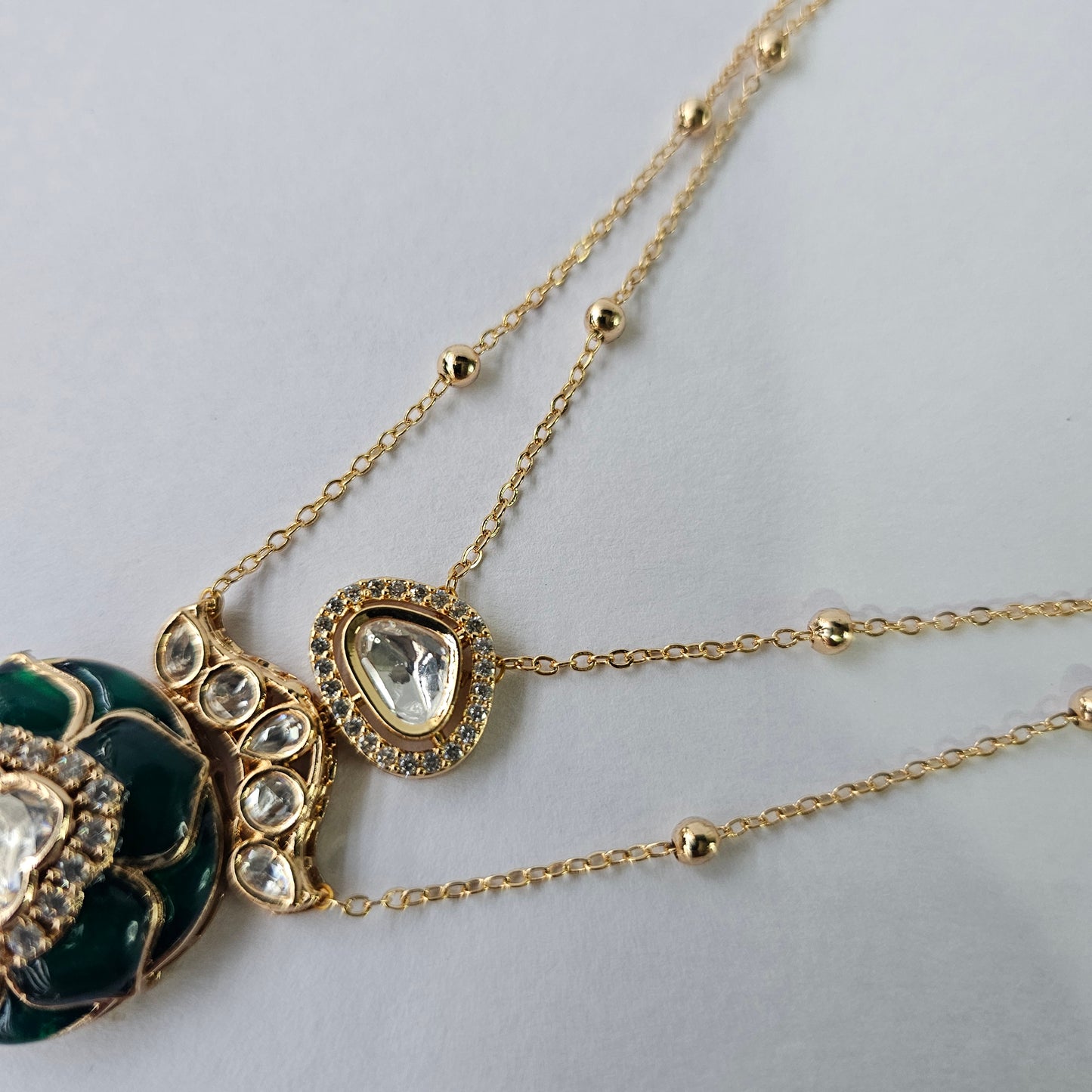 Angel Glitterz – Polki Style Jadau Meenakari Mid-Length Necklace Set (AG8140)