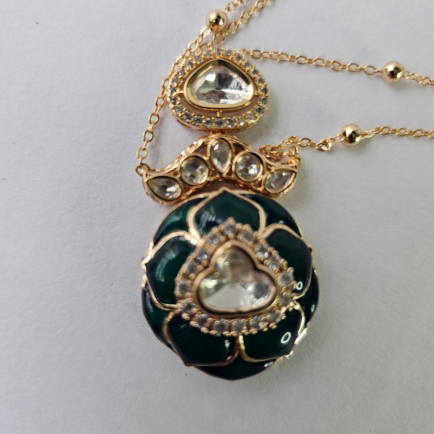 Angel Glitterz – Polki Style Jadau Meenakari Mid-Length Necklace Set (AG8140)