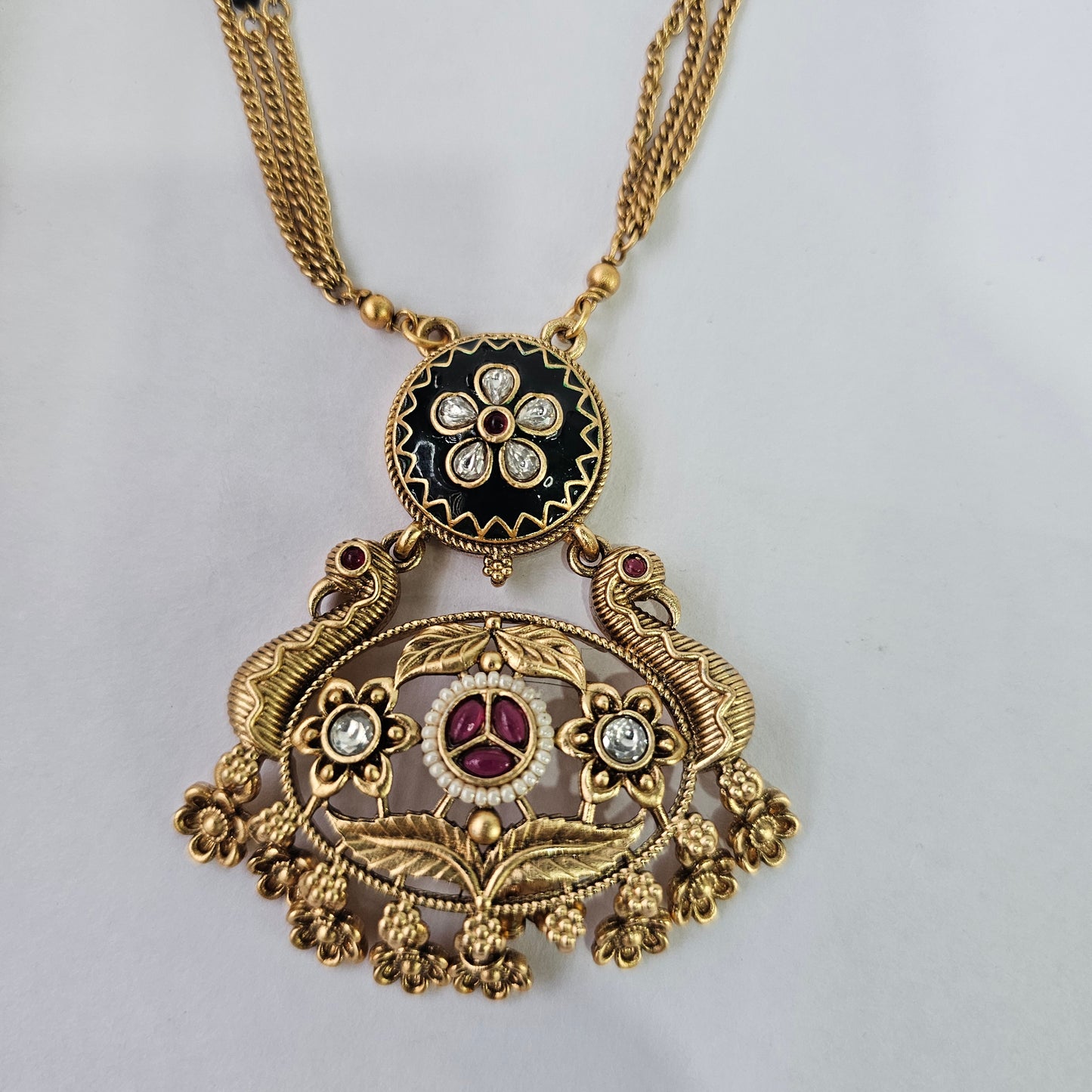 Angel Glitterz – Rajwadi Polish Ruby & Green Stone Very Long Necklace Set (AG8141)