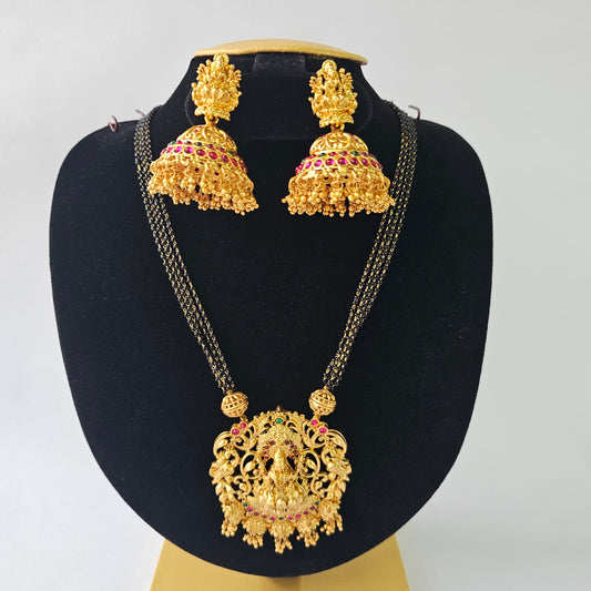 Angel Glitterz – Ruby & Green Tone 4 Layered Deity Motif Short Necklace Set (AG8142)