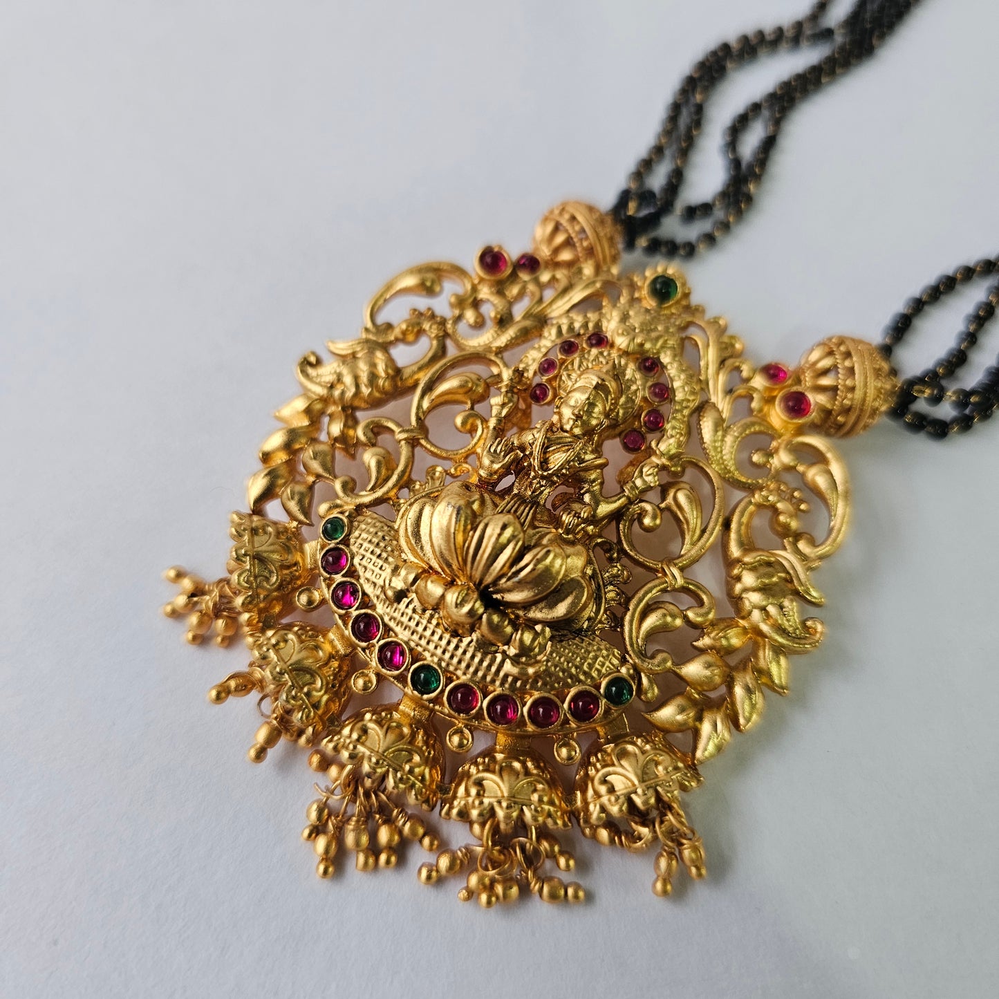 Angel Glitterz – Ruby & Green Tone 4 Layered Deity Motif Short Necklace Set (AG8142)