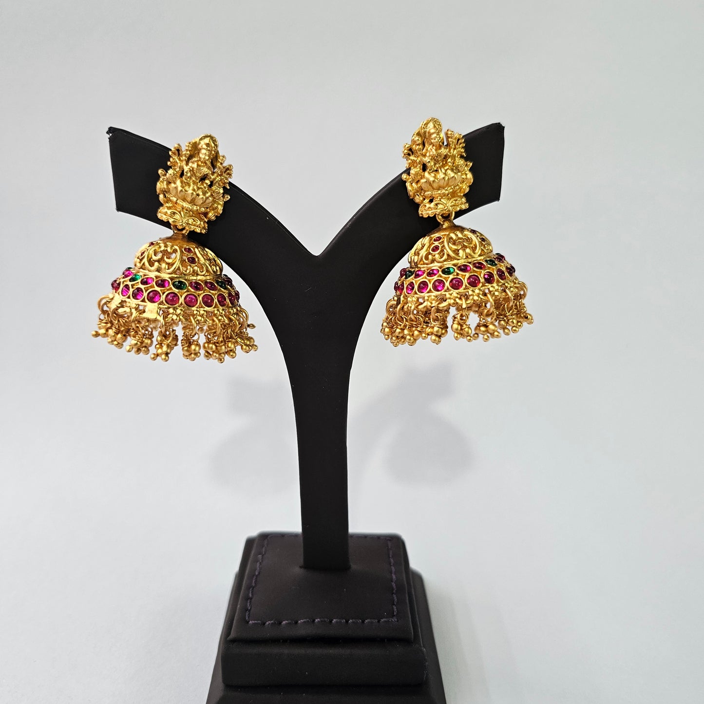 Angel Glitterz – Ruby & Green Tone 4 Layered Deity Motif Short Necklace Set (AG8142)