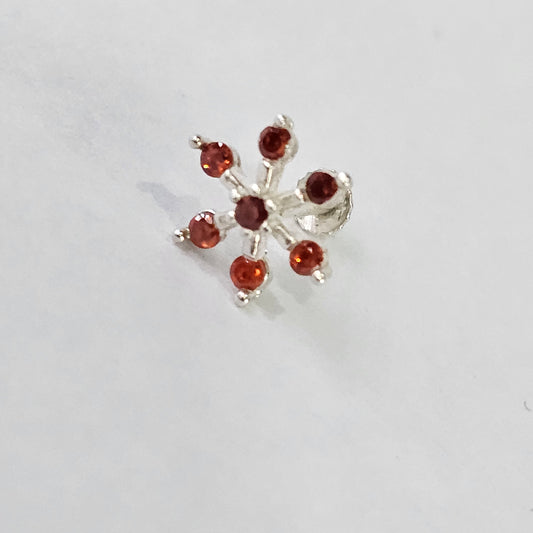 Angel Glitterz – Silver Floral Stone Nose Pin (AG8146)