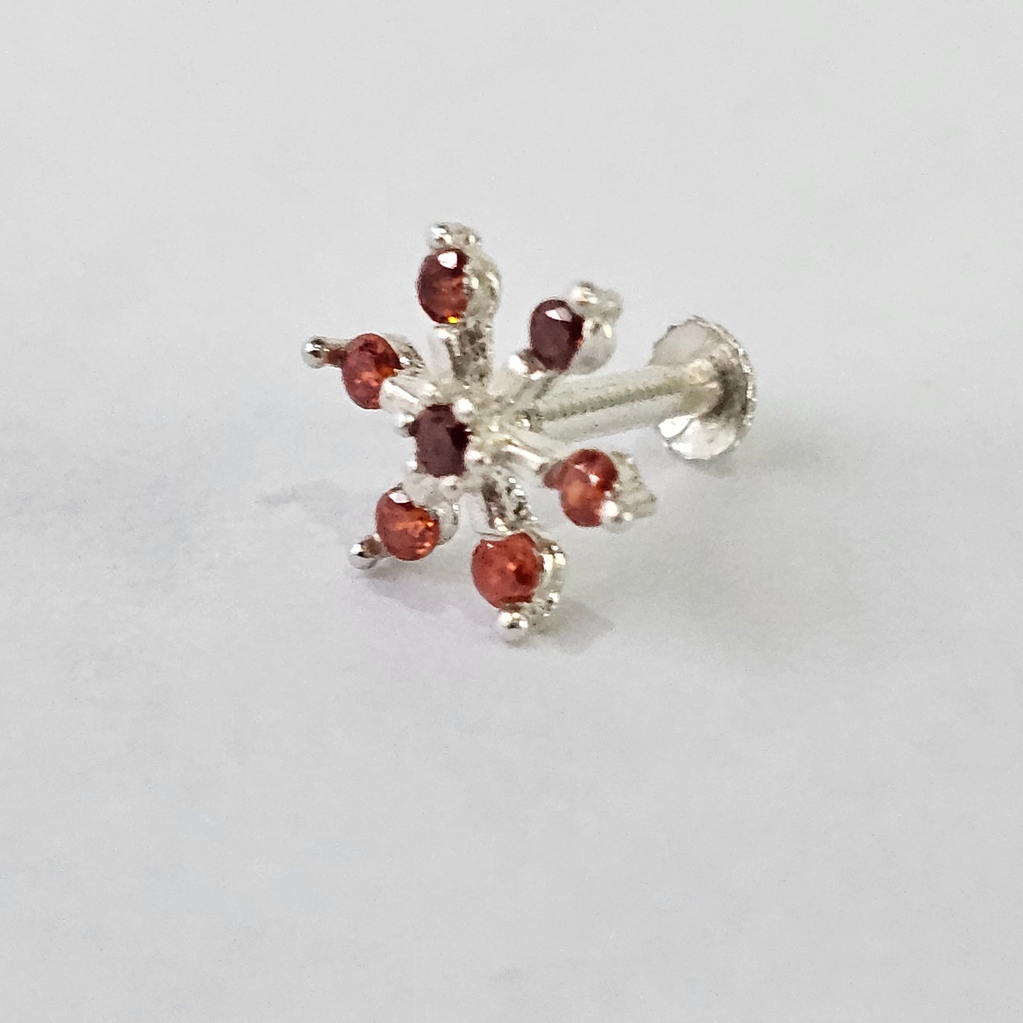 Angel Glitterz – Silver Floral Stone Nose Pin (AG8146)