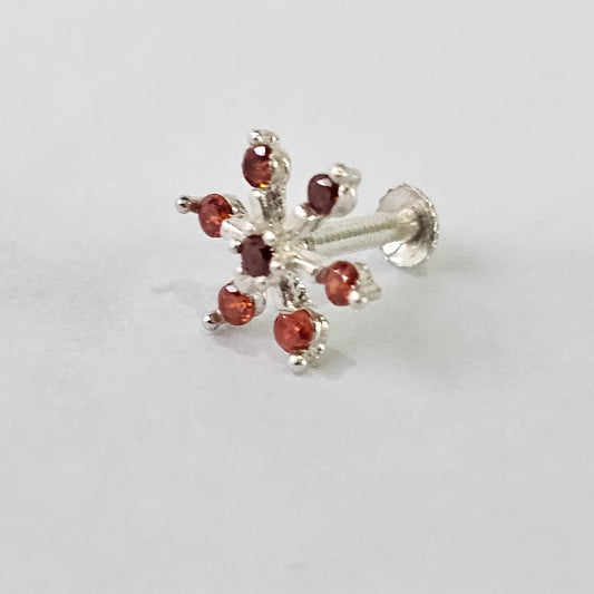 Angel Glitterz – Silver Floral Stone Nose Pin (AG8146)