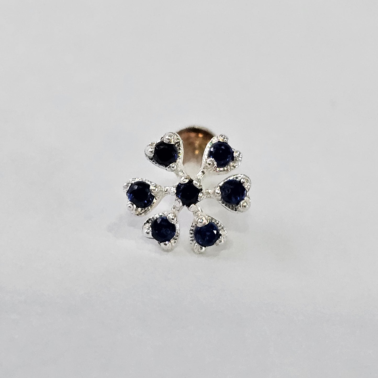 Angel Glitterz – Silver Floral Stone Nose Pin (AG8147)