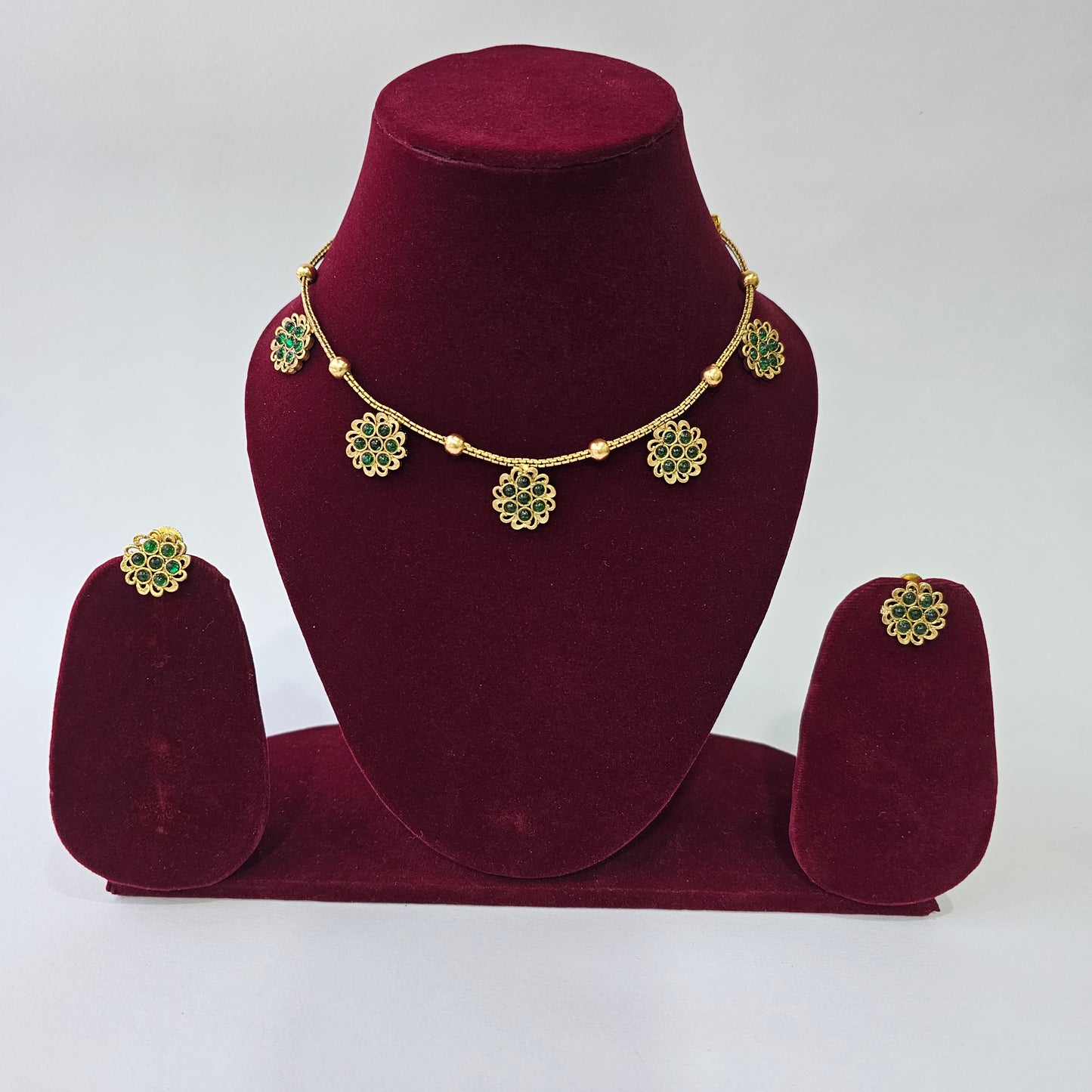 Angel Glitterz – Green Floral Necklace Set (AG8155)