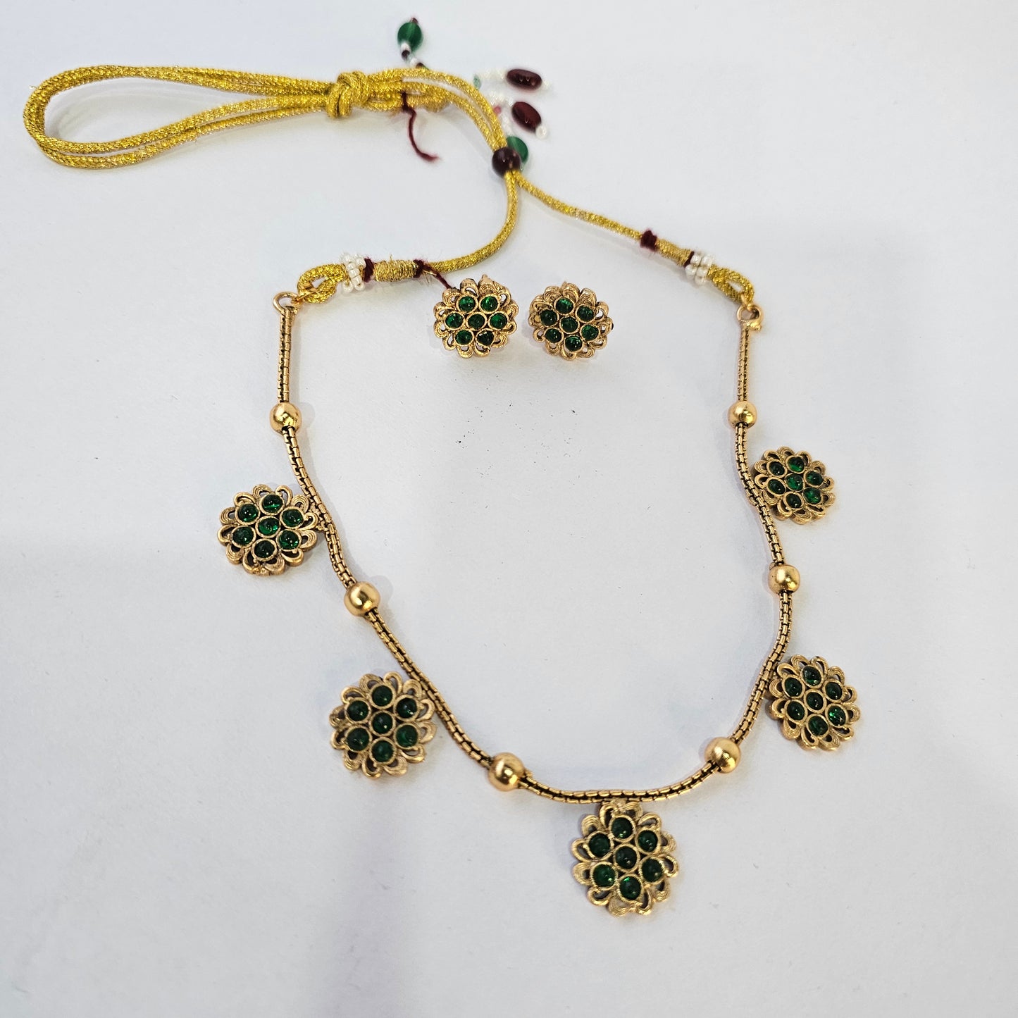 Angel Glitterz – Green Floral Necklace Set (AG8155)
