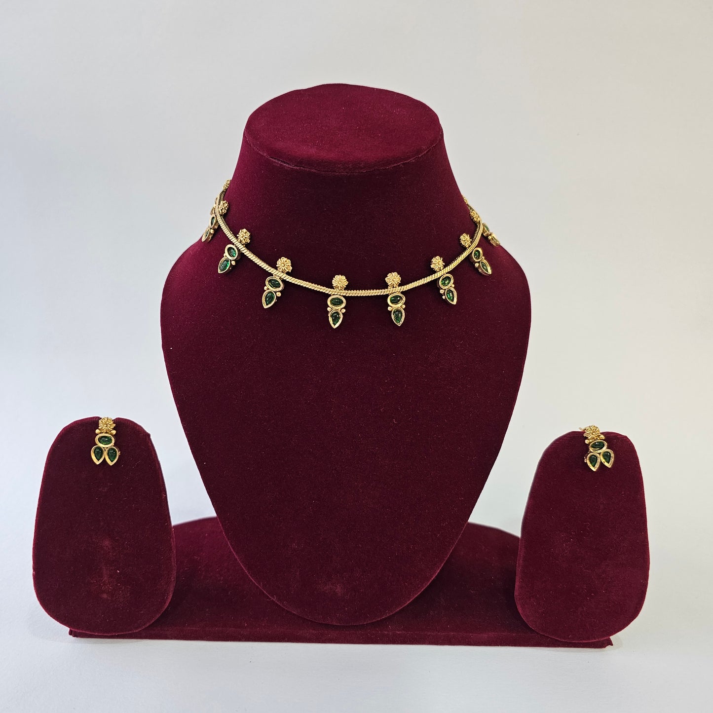 Angel Glitterz – Green Leaf Floral Necklace Set (AG8157)