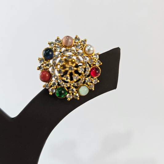 Angel Glitterz – Navaratna-Inspired Statement Stud Earrings (AG8191)