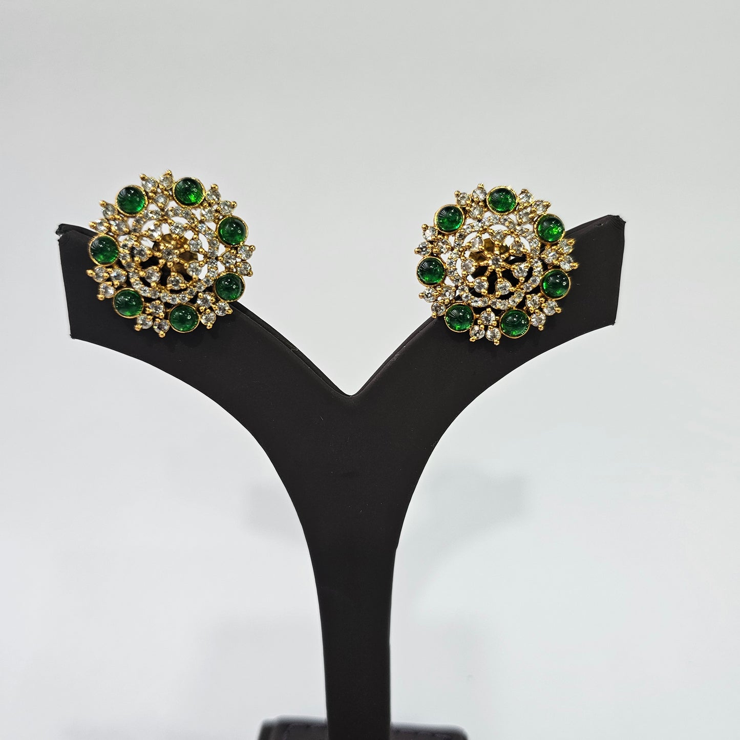Angel Glitterz – Green Stone Statement Stud Earrings (AG8192)